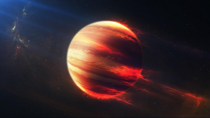 4K Jupiter in Space with Nebula