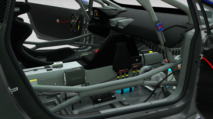 Detailed cockpit of a racing car