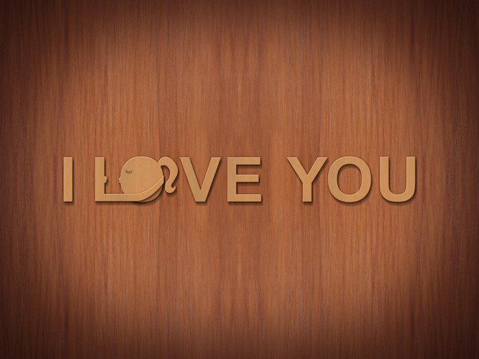 I LOVE YOU typography on wood texture