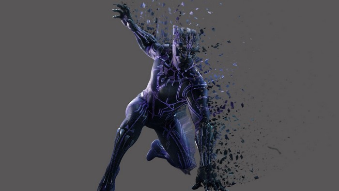 Black Panther disintegrating into particles