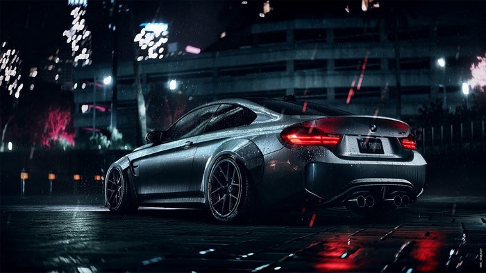 BMW M4 Coupe in the Rain at Night