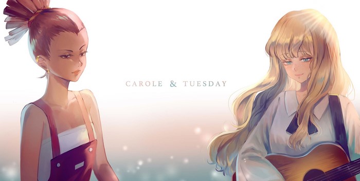 Carole & Tuesday anime girls with guitar