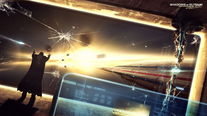 Shadows of Elysium: Futuristic Space Scene