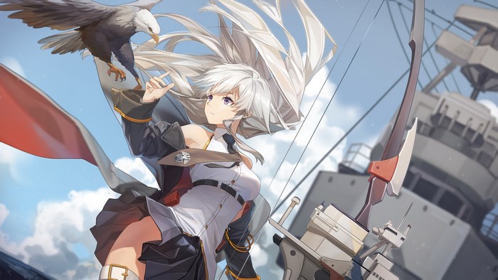 Enterprise from Azur Lane with an eagle