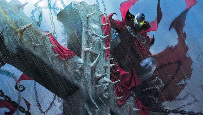 Spawn from Image Comics in the rain