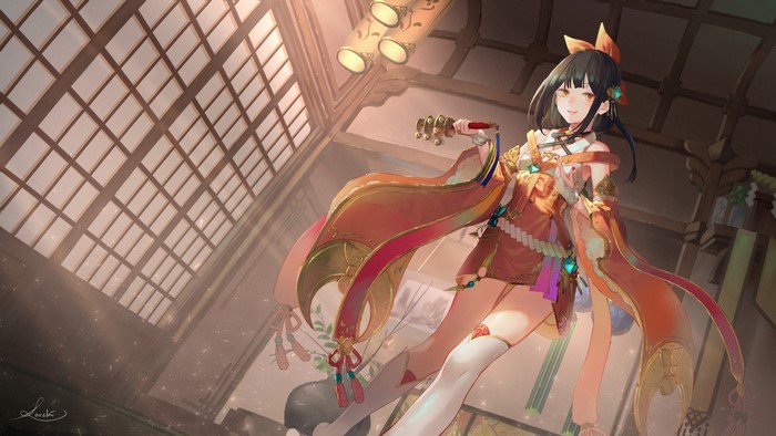 Saraki anime girl in traditional Japanese attire