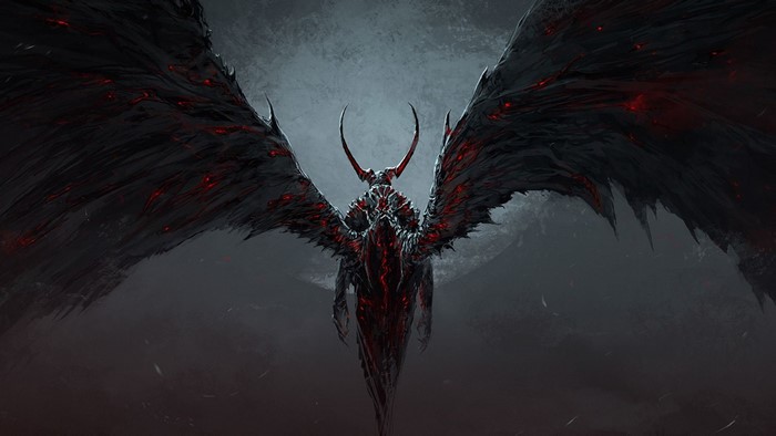 Dark fantasy creature with large wings