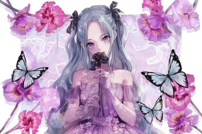 Magako Anime Girl with Butterflies