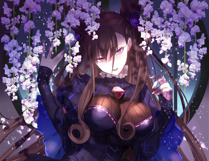Murasaki Shikibu from Fate/Grand Order with flowers