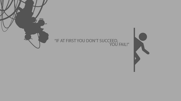 Portal game silhouette with motivational quote