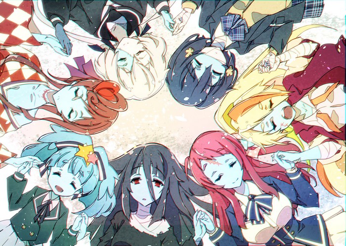 Zombieland Saga girls lying in a circle