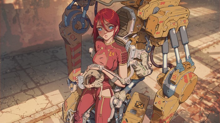 Anime girl in a mech suit
