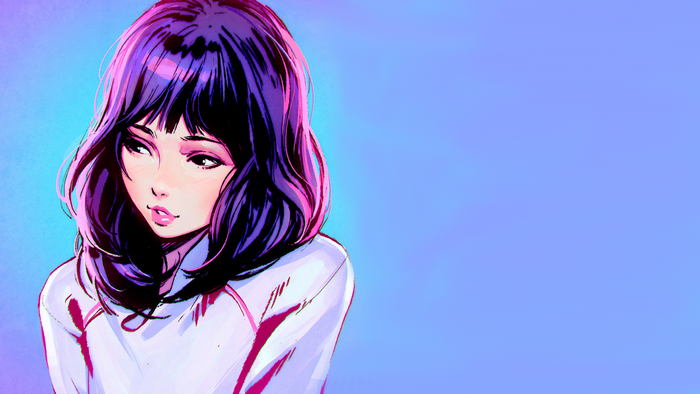 Woman with purple hair by Ilya Kuvshinov