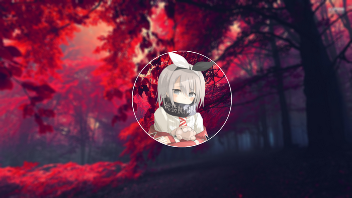 Anime girl with silver hair and bunny ears in a forest