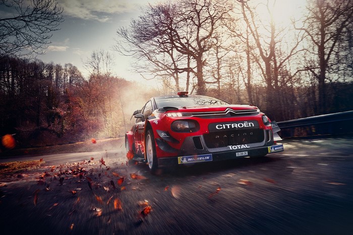 Citroën Racing car driving on a forest road