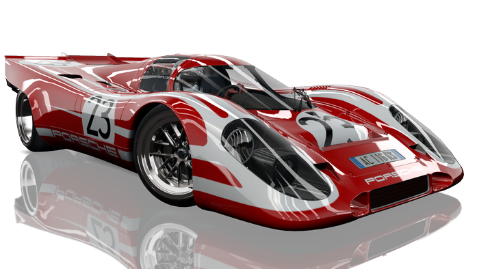 Red Porsche 917 race car with number 23
