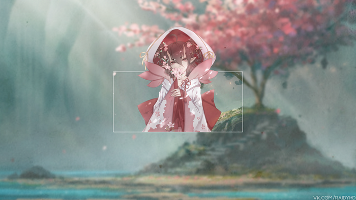 Anime girl with cherry blossoms