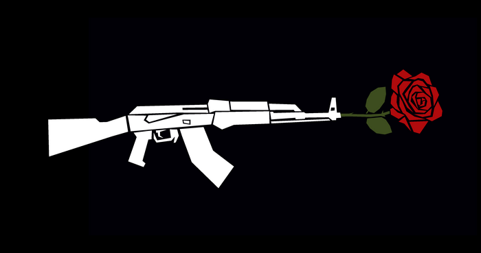 4K Minimalist AK-47 with Rose Illustration