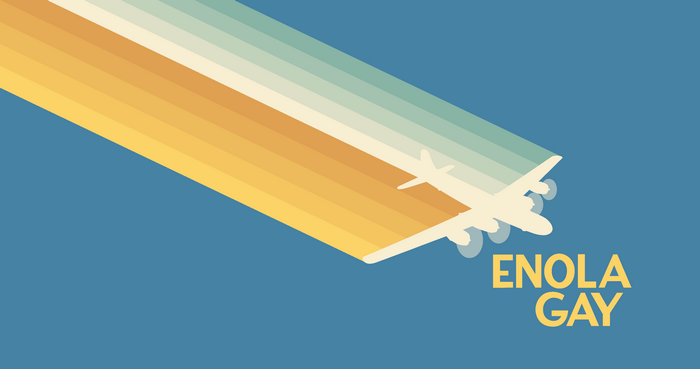 Enola Gay airplane with retro stripes