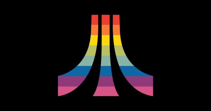 Atari logo with rainbow stripes