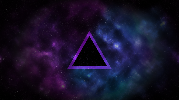 Purple and blue galaxy with a black triangle