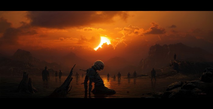 Griffith from Berserk during a solar eclipse