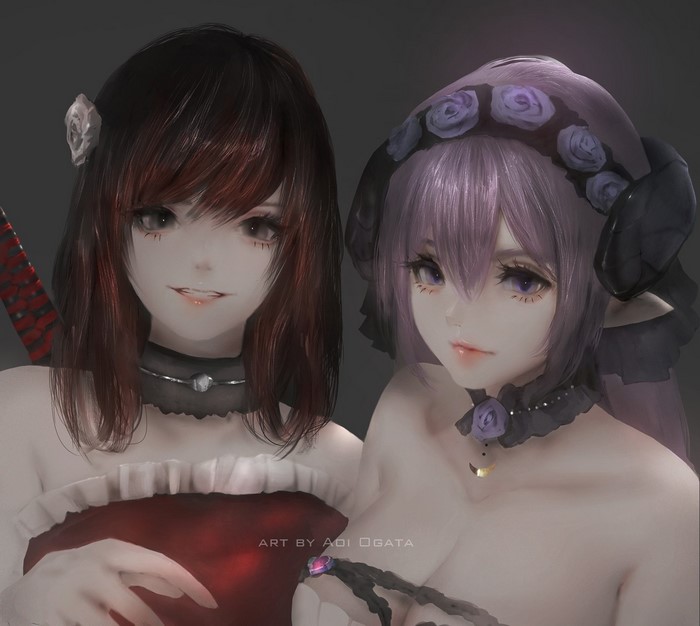 Fan art of two anime girls by Aoi Ogata