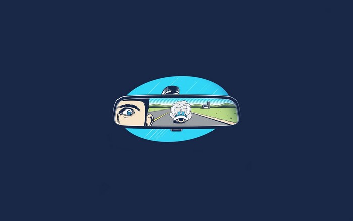 Mario Kart Blue Shell in Rearview Mirror