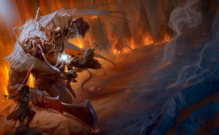 Dungeons & Dragons artwork of a battle with a monster