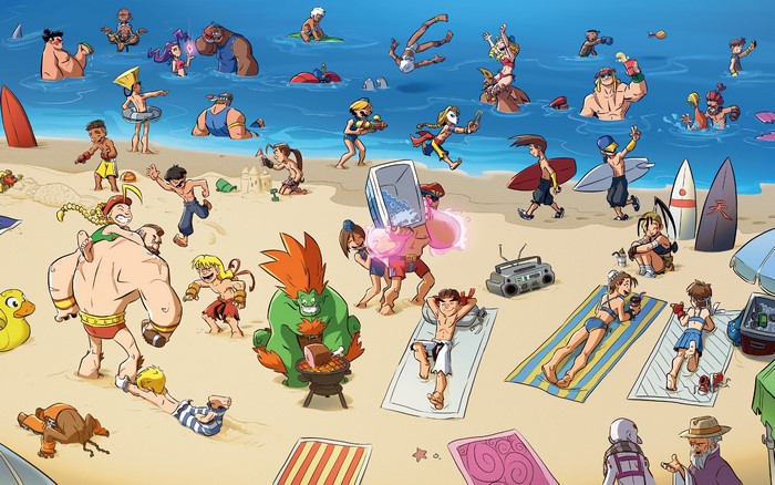 Street Fighter Characters Enjoying a Beach Day in 4K