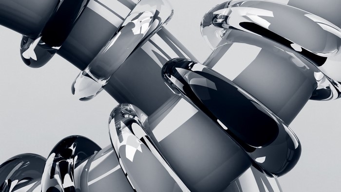 Abstract 3D shapes with reflective surfaces