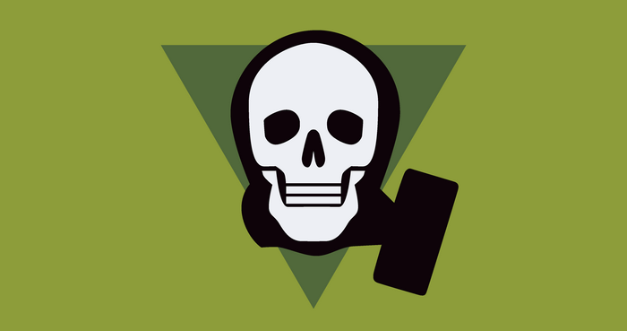Skull with gas mask and scythe