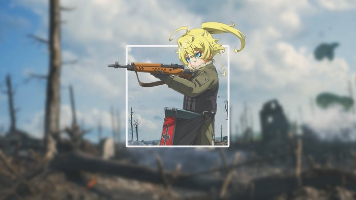 Tanya Degurechaff from Youjo Senki holding a rifle