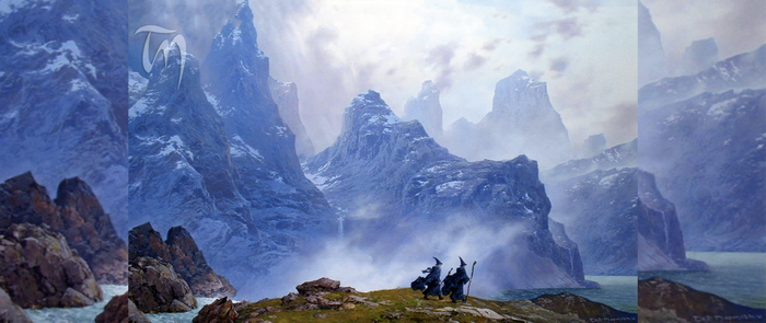 Istari from Middle-earth in snowy mountains