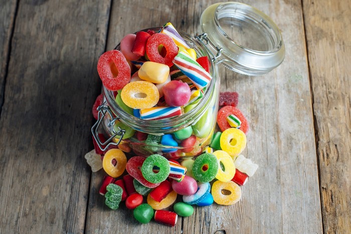 Colorful Candy Jar with Sweets