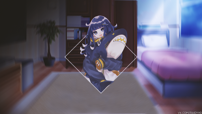Anime girl holding a shark plushie