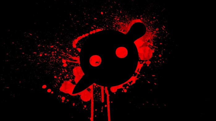 Black silhouette with red blood spatter