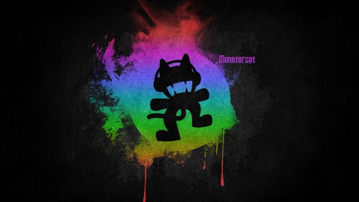 Monstercat logo with rainbow paint splash