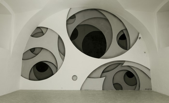 Abstract optical illusion mural by Jan Kaláb