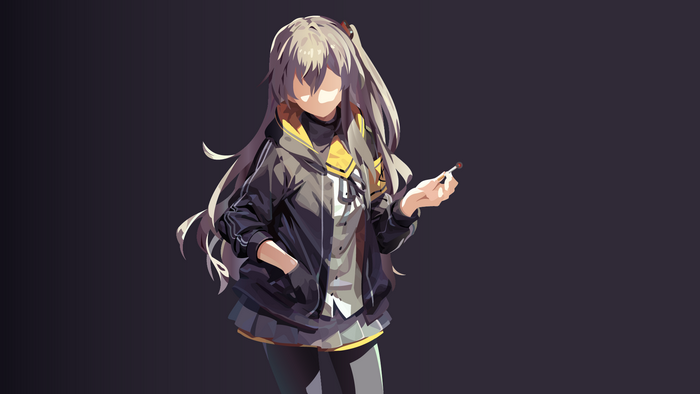 Ump45 from Girls Frontline holding a cigarette
