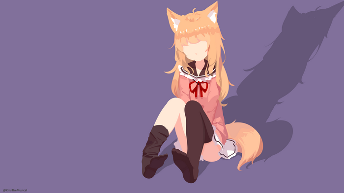 Anime girl with fox ears and tail