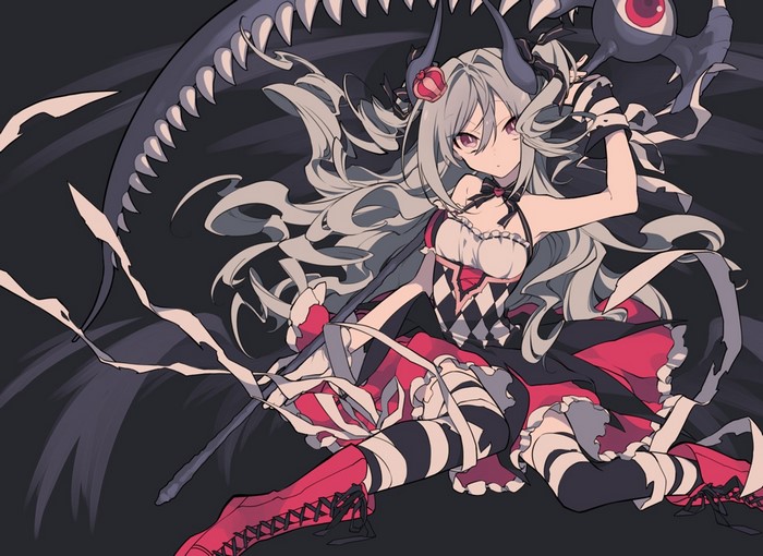 Demon girl with horns and a scythe
