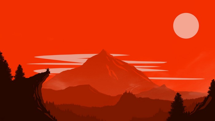 #968316 Firewatch, simple, red, fantasy art - Rare Gallery HD Wallpapers