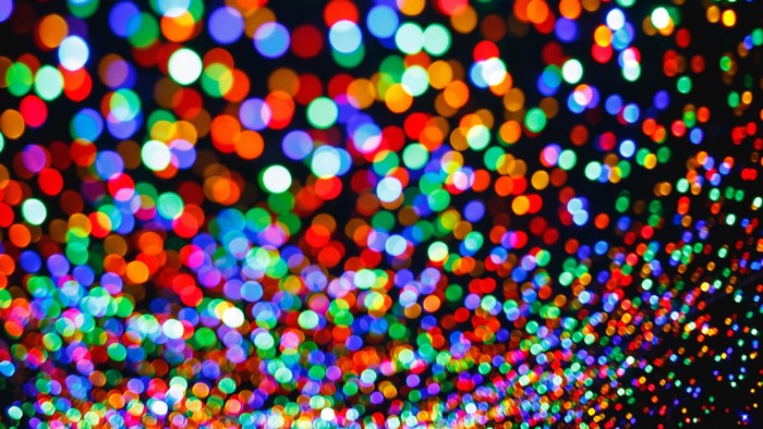 Colorful bokeh lights on a dark background
