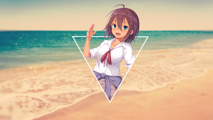 Anime girl from Bokutachi wa Benkyou ga Dekinai on a beach