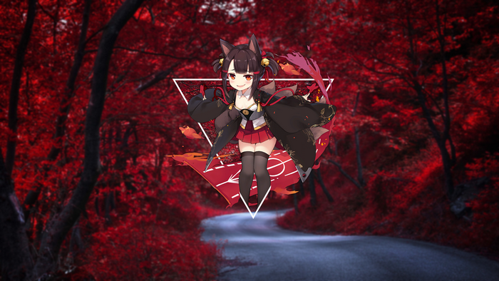 Akagi-Chan from Azur Lane with geometric shapes