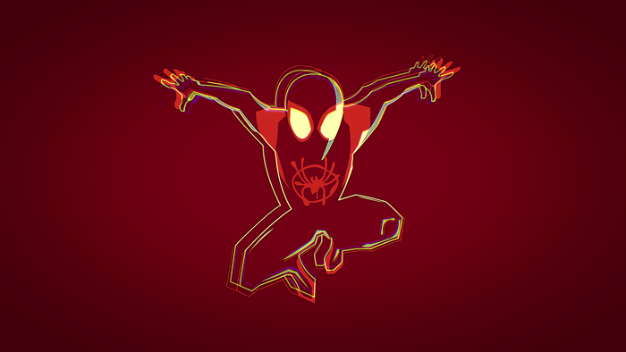 Spider-Man from Into the Spider-Verse on red background