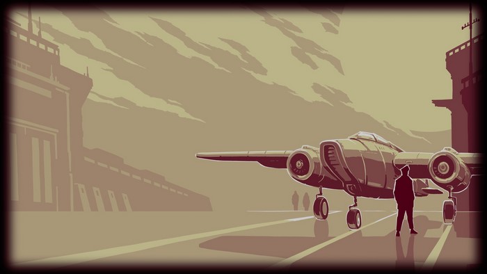Luftrausers airplane on a runway with a pilot