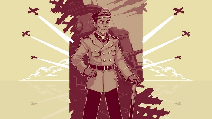 Luftrausers game art with military officer and planes