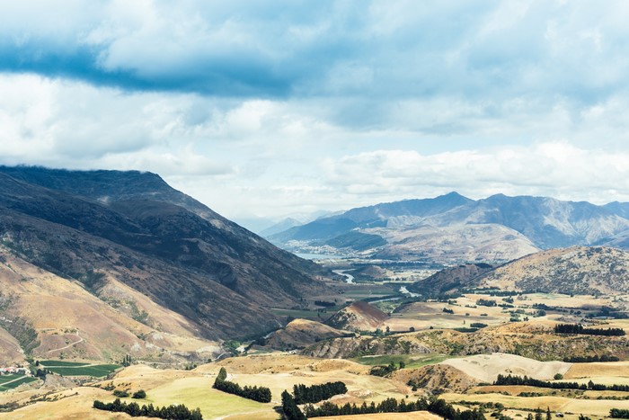 4K New Zealand Landscape with Mountains and Valley